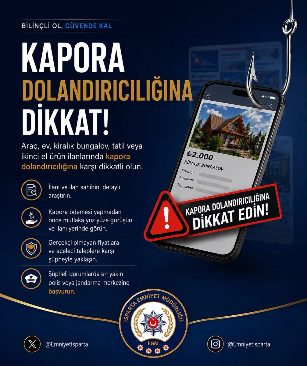 Kapora Dolandırıcılığına Dikkat Uyarısı