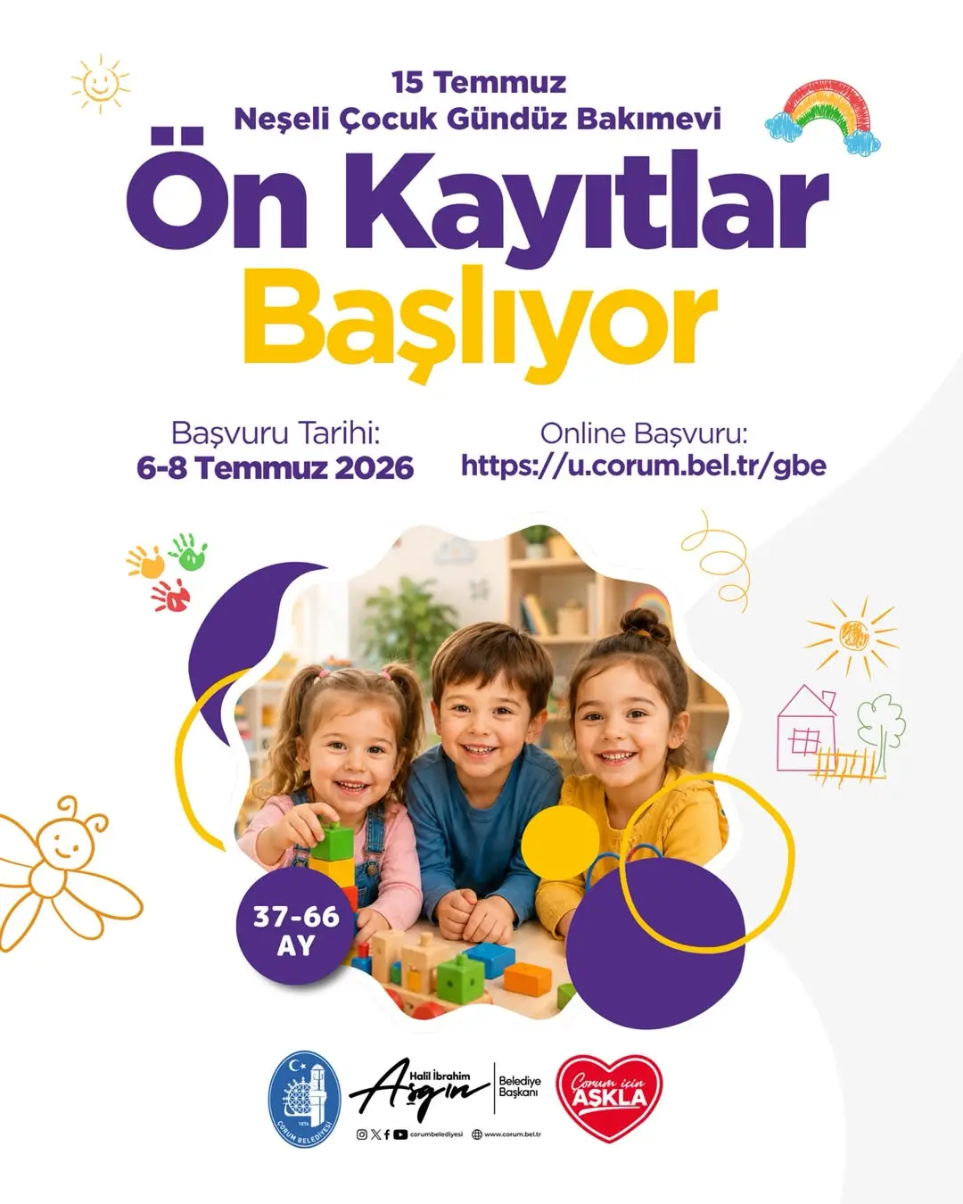 Neşeli Çocuk Gündüz Bakımevi'nde ön kayıtlar başladı