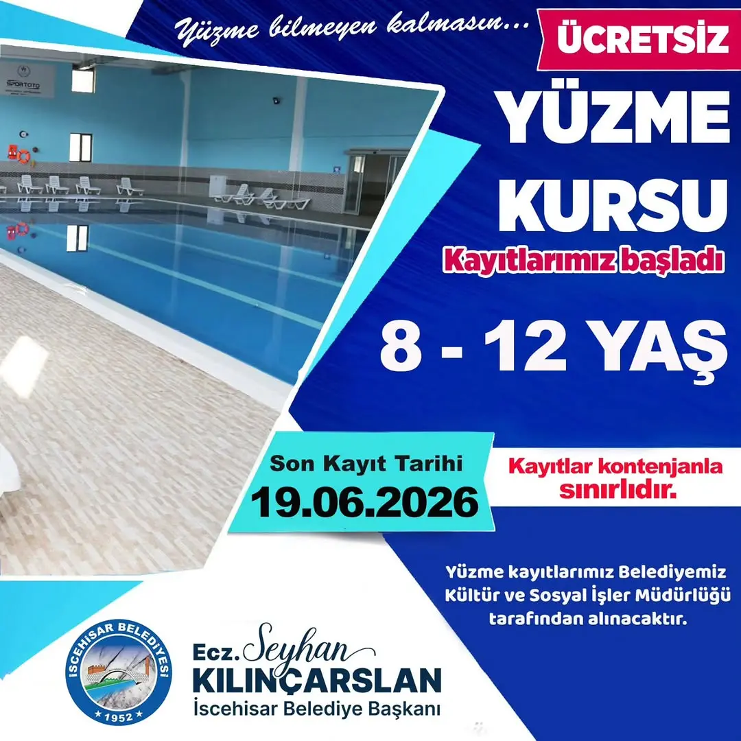 İscehisar'da Ücretsiz Yüzme Kursu Kayıtları Başladı