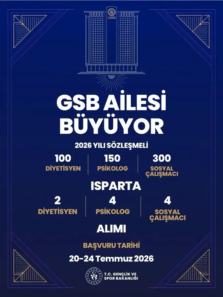 Isparta'ya 10 yeni sözleşmeli personel alımı yapılacak