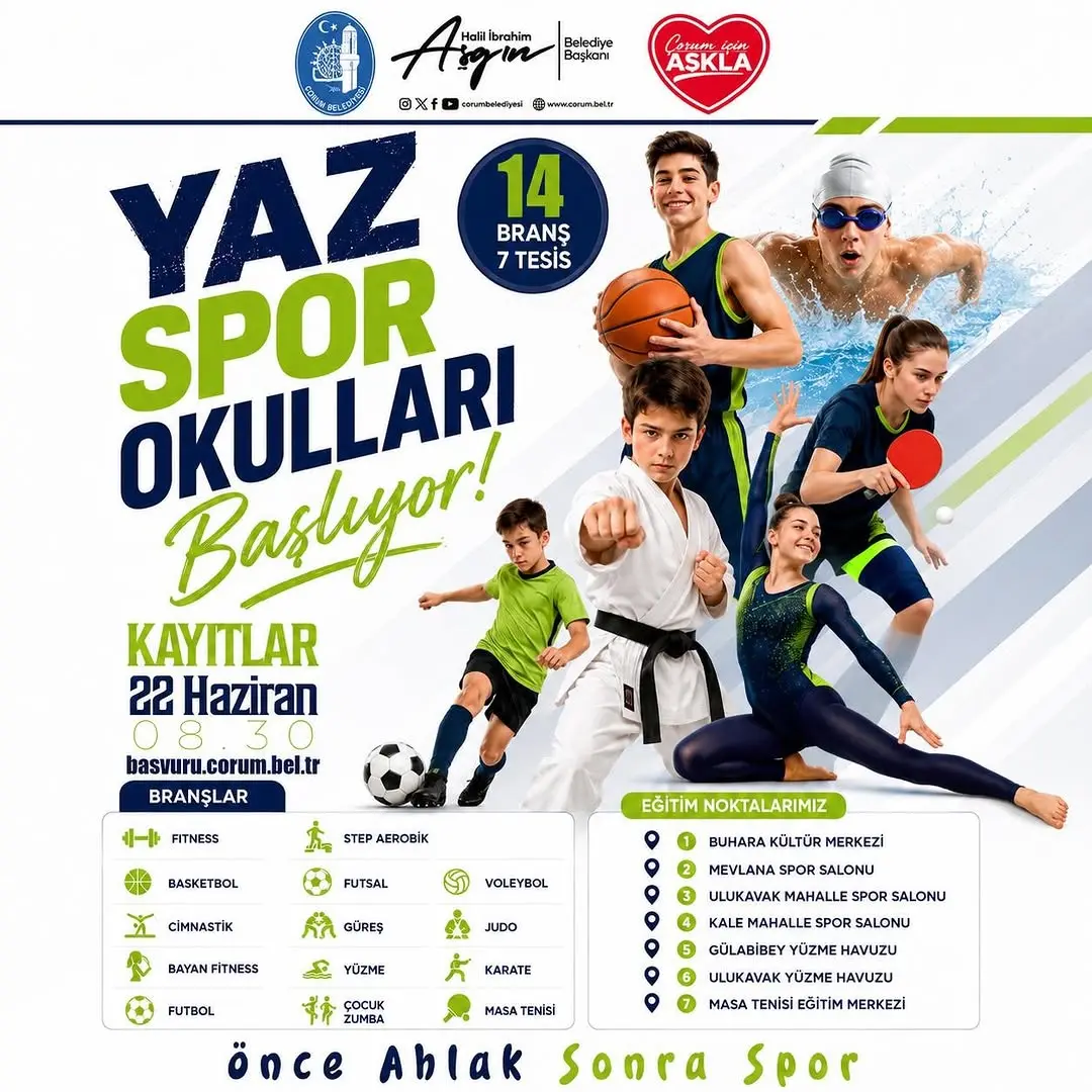 Çorum'da Yaz Spor Okulları Başlıyor