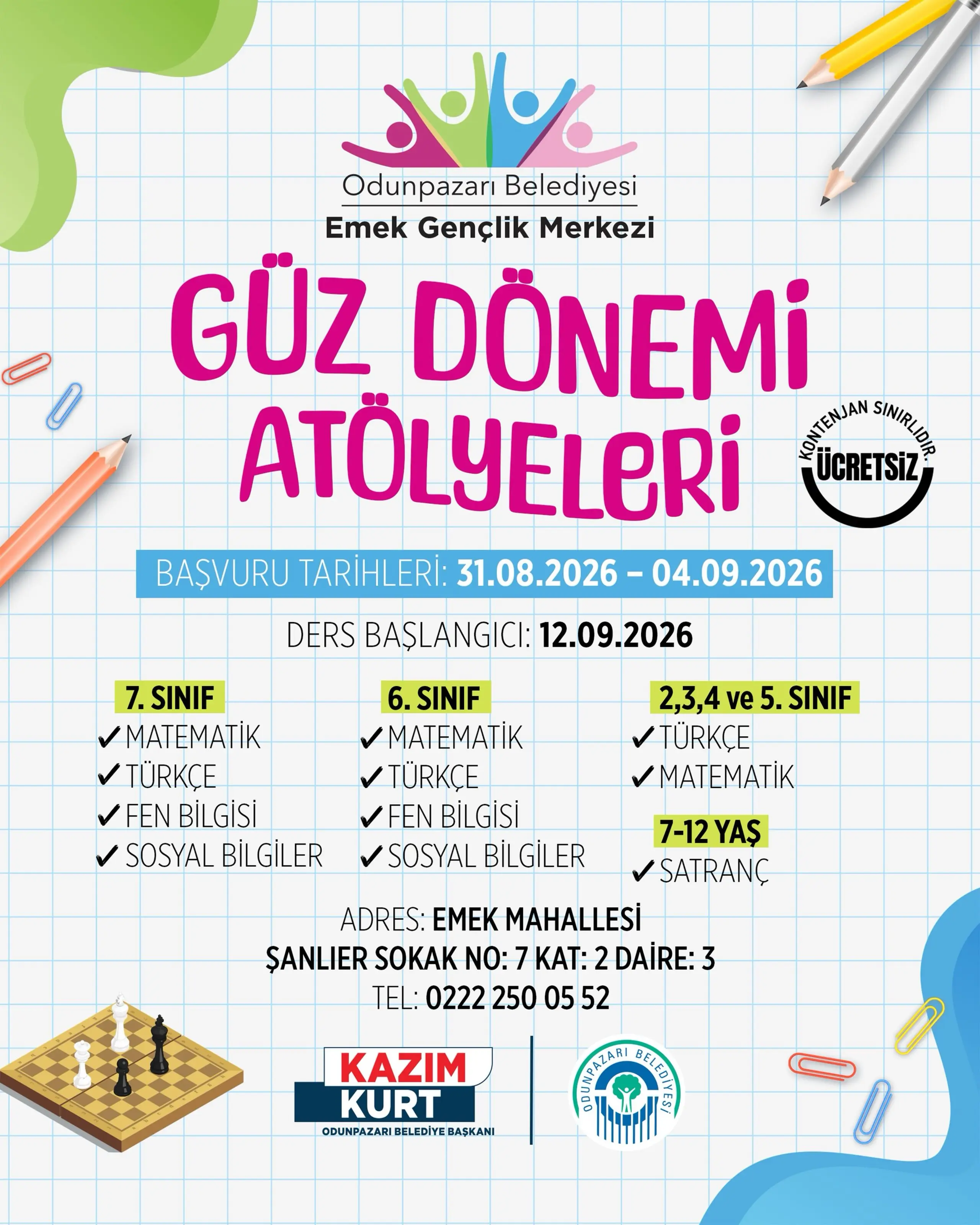 Emek Gençlik Merkezi Güz Dönemi Atölyeleri Başlıyor