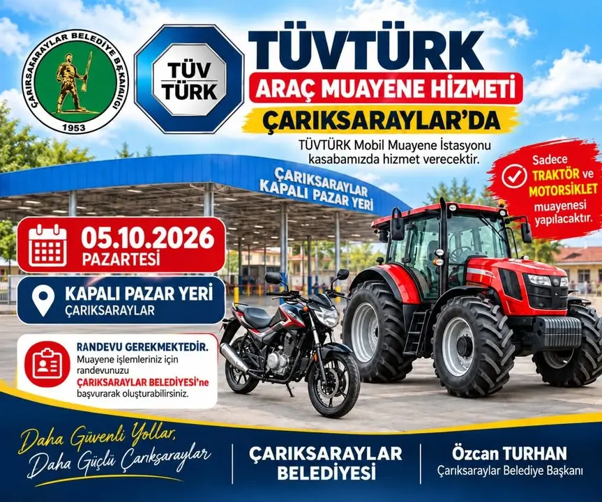 TÜVTÜRK mobil araç muayene hizmeti ertelendi