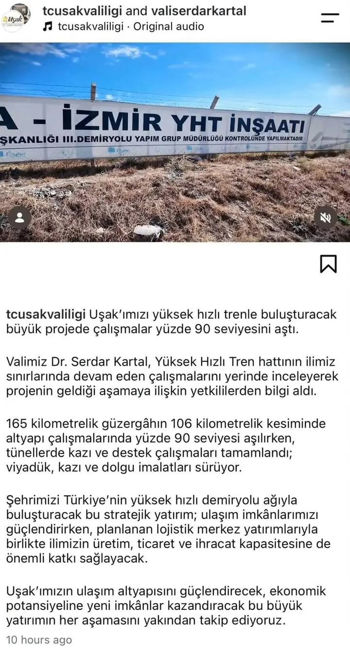 Uşak Yüksek Hızlı Tren Projesinde Gecikmeler Devam Ediyor