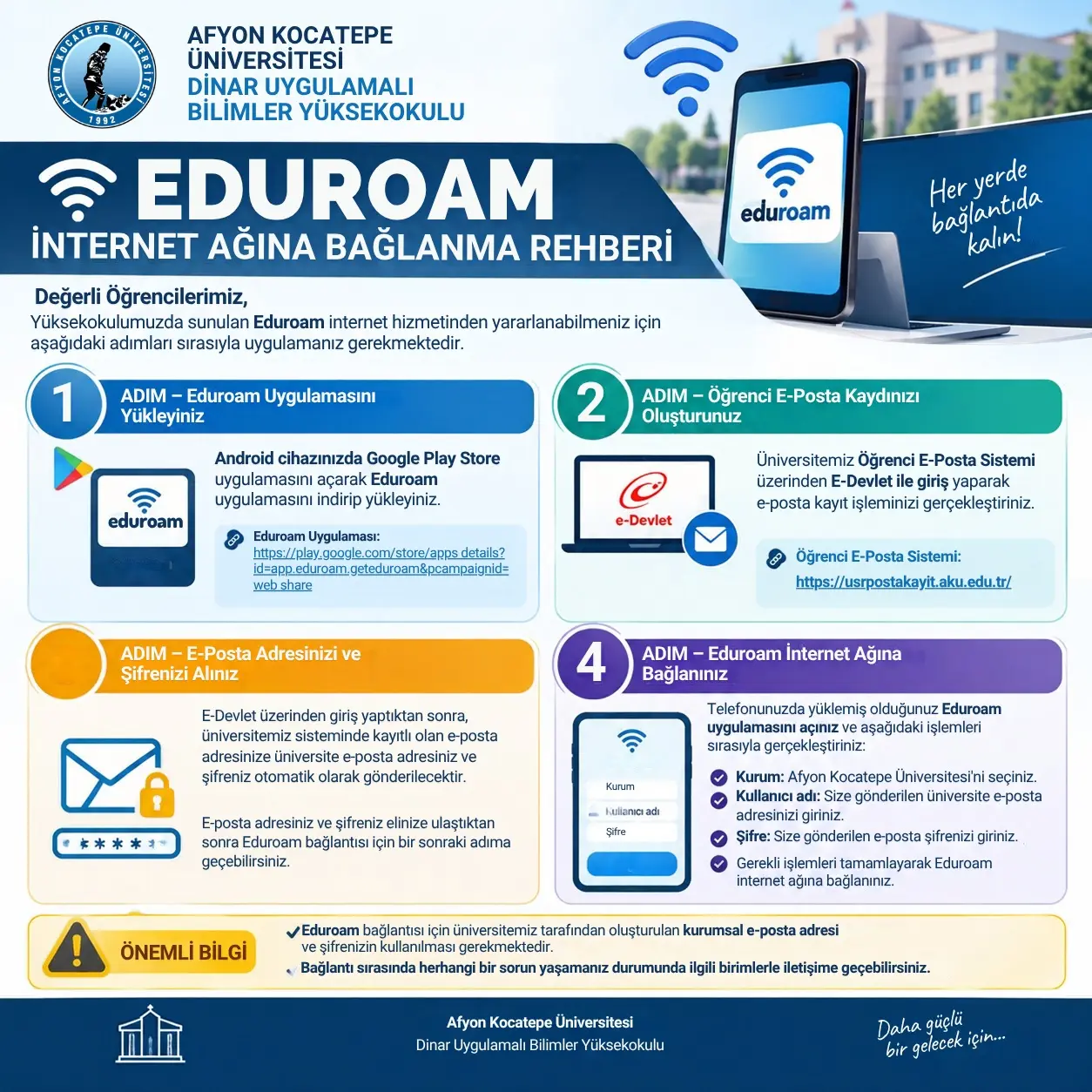 Eduroam İnternet Bağlantı Rehberi