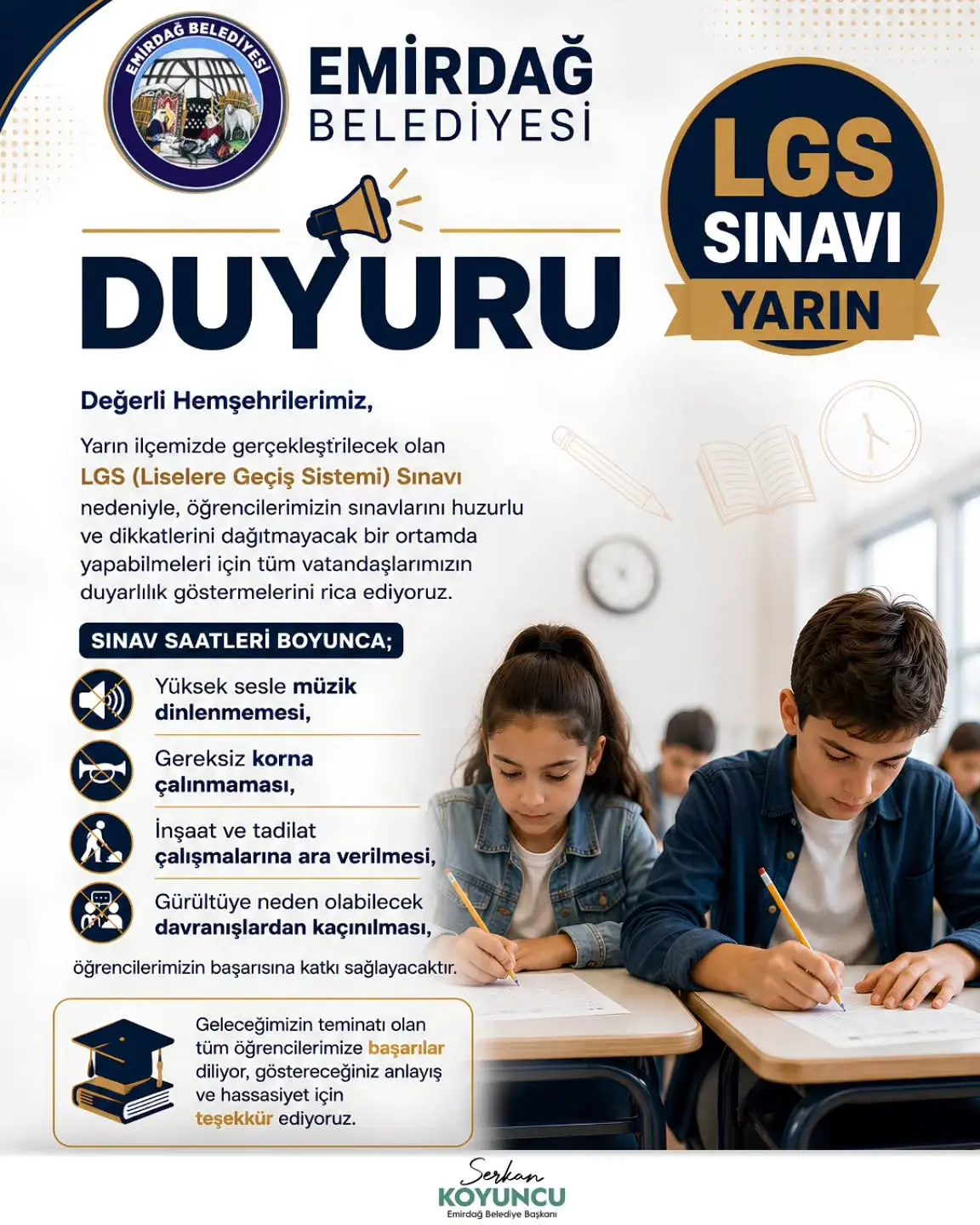 LGS sınavı için gürültüye dikkat çağrısı