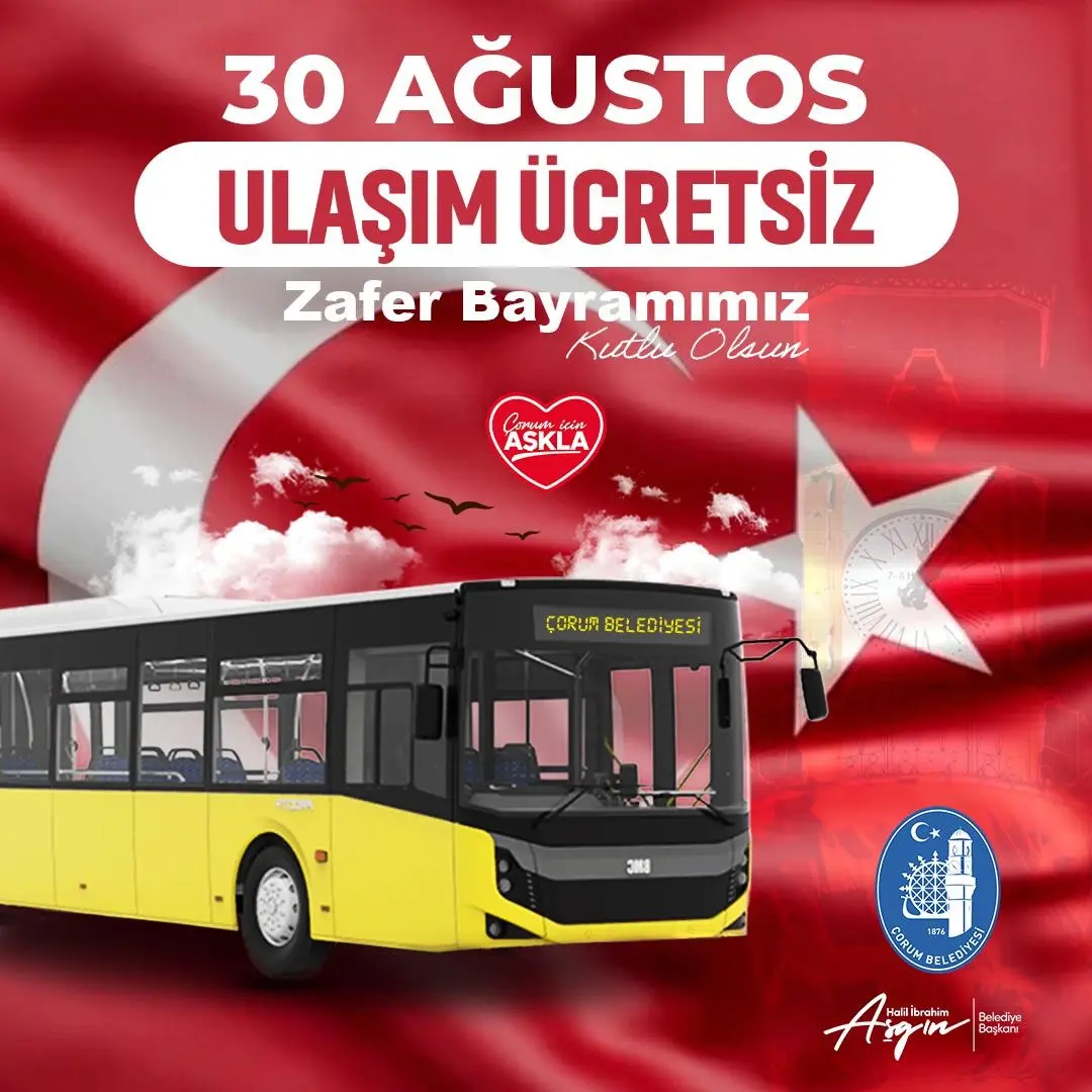 30 Ağustos'ta toplu ulaşım ücretsiz olacak