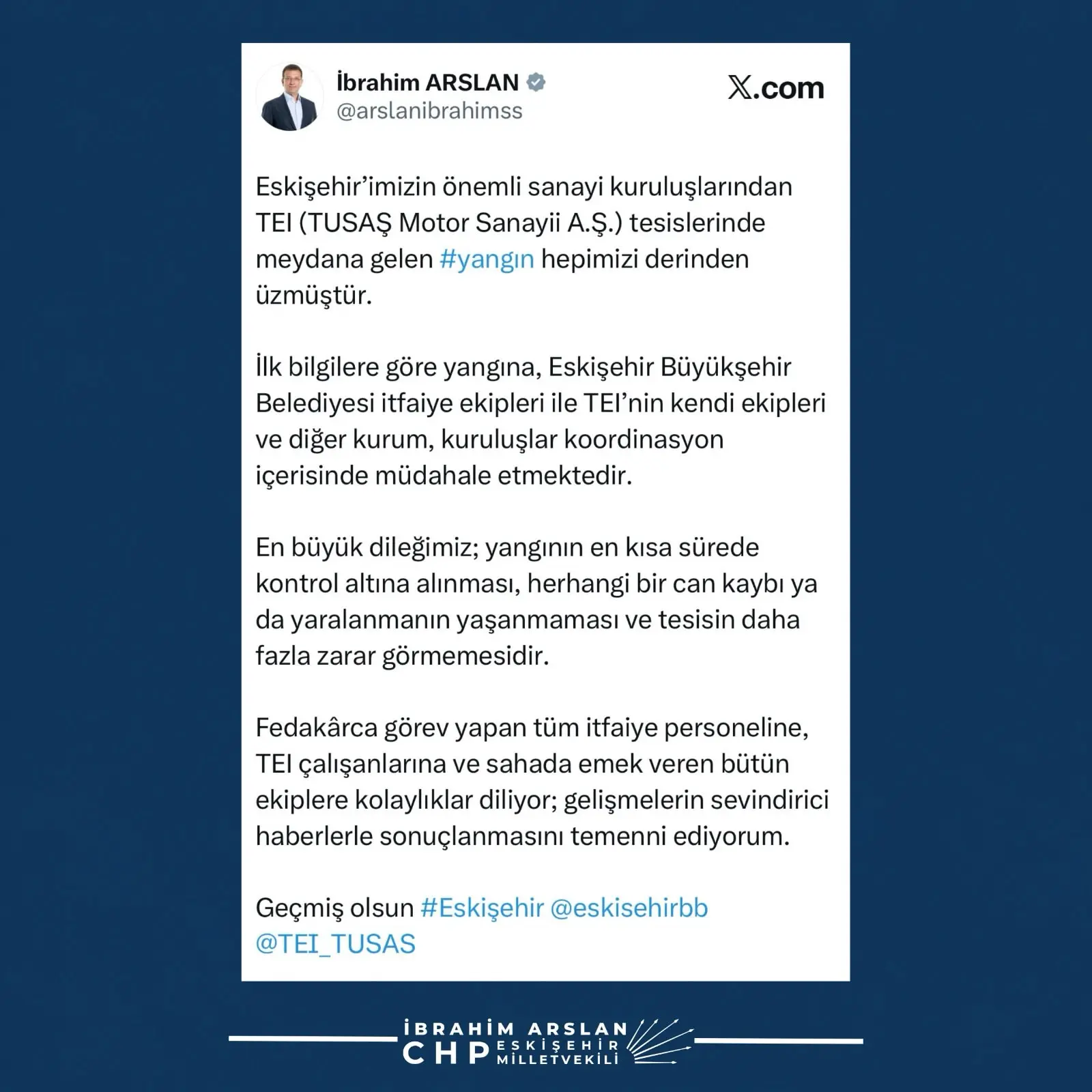 Eskişehir'de yangın sonrası açıklama yapıldı