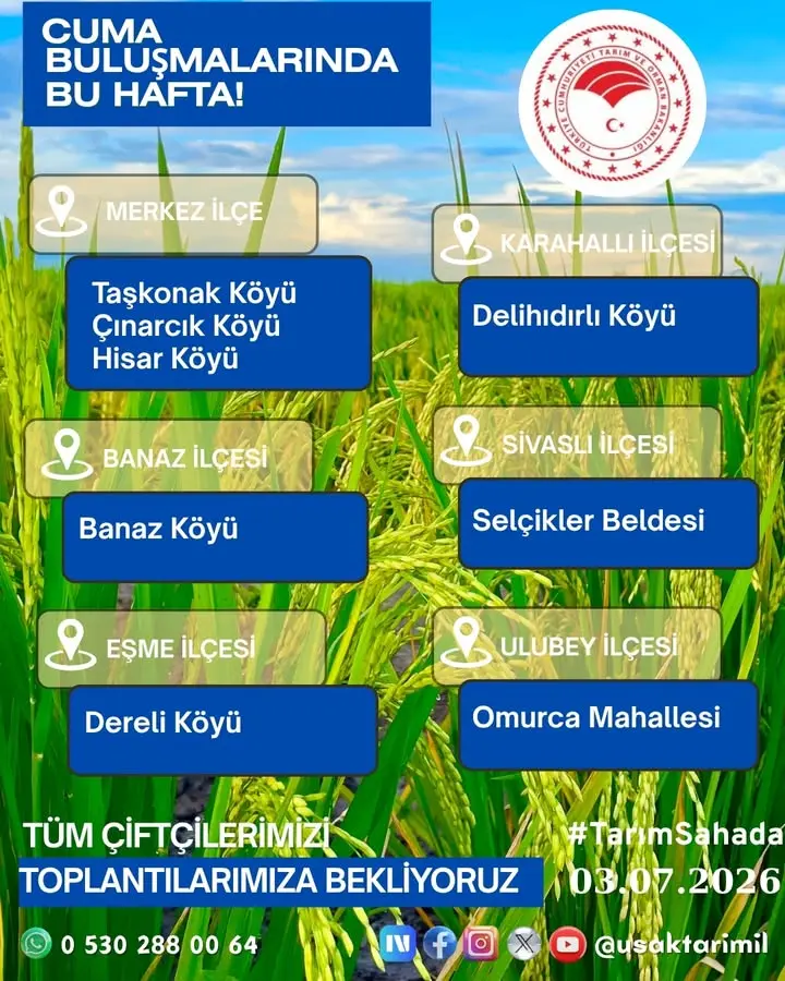 Uşak'ta Üreticilere Haftalık Toplantı Daveti