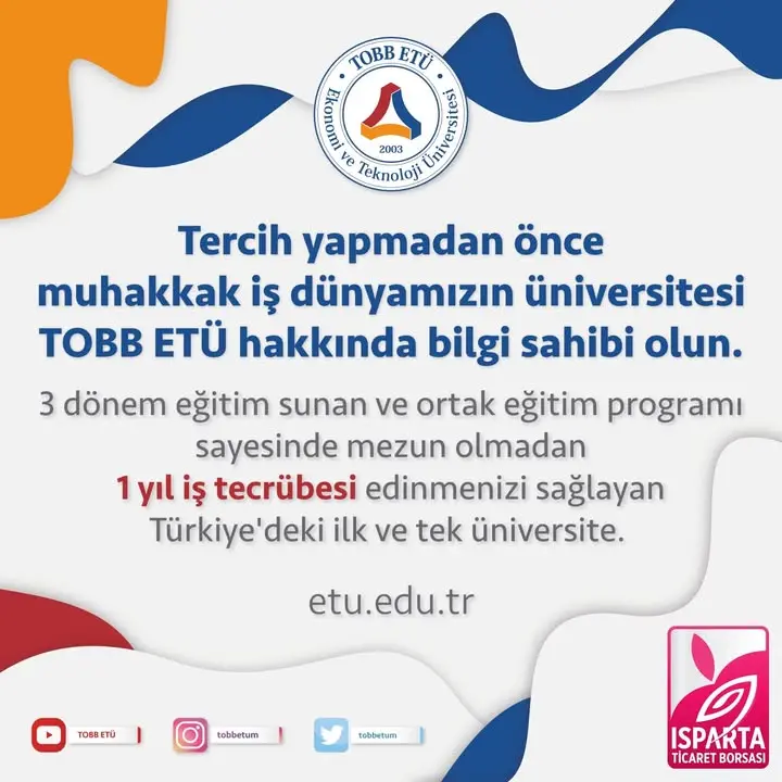 Isparta Ticaret Borsası gençleri üniversiteye davet ediyor