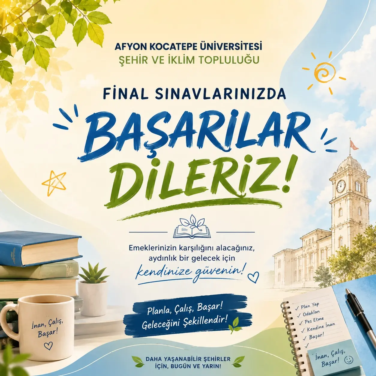 Final sınavları için başarı dilekleri