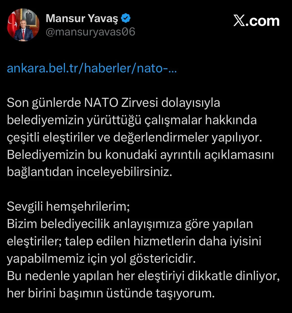 Mansur Yavaş, eleştirileri dikkate alacaklarını açıkladı