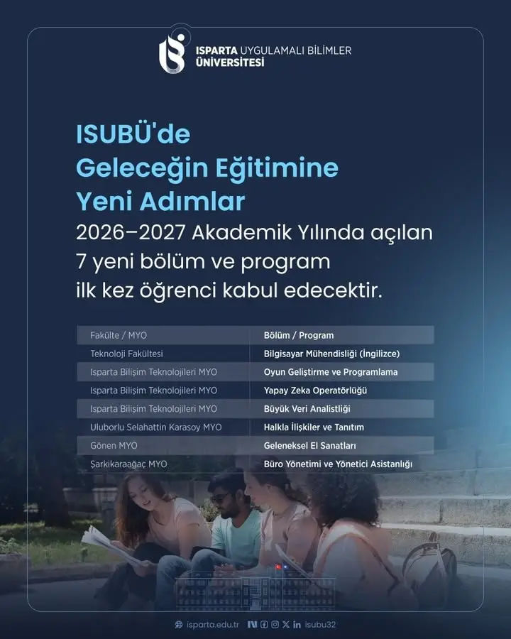 Isparta Uygulamalı Bilimler Üniversitesi'nde Yeni Bölümler Açılıyor