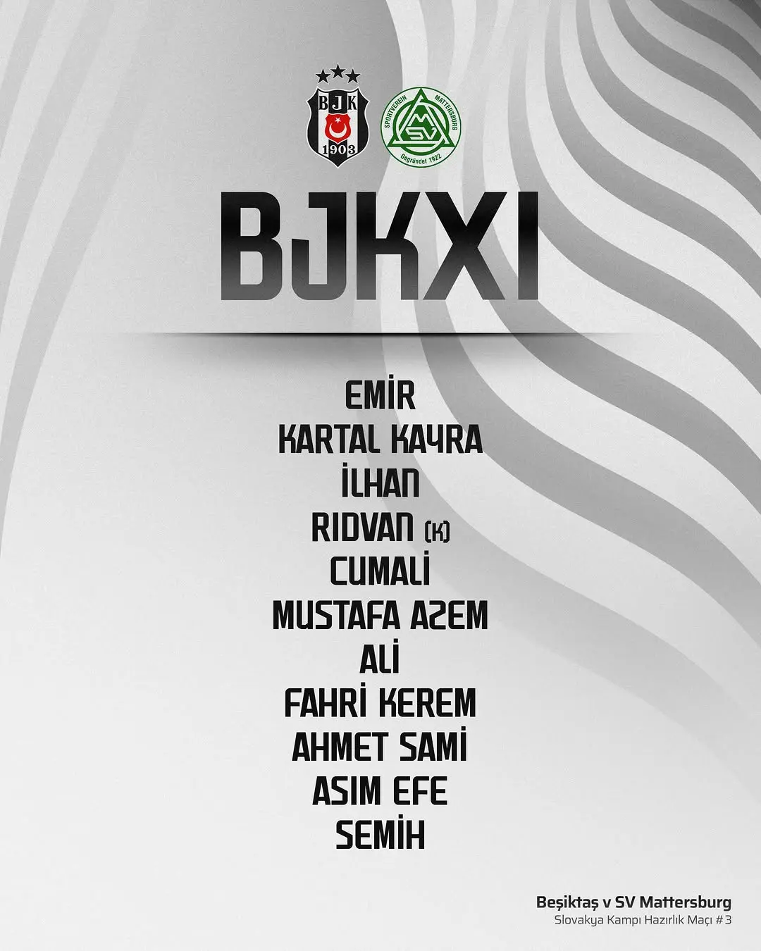 Beşiktaş, hazırlık maçlarının ilk 11'lerini açıkladı