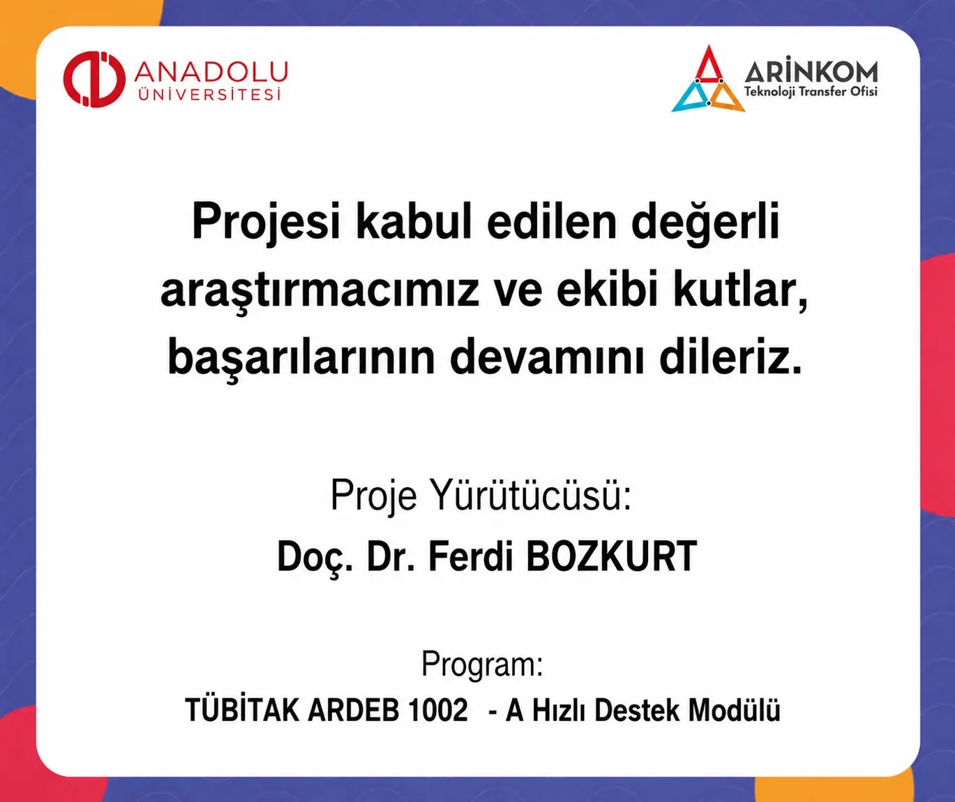 Anadolu Üniversitesi'nden başarılı araştırmacıya destek