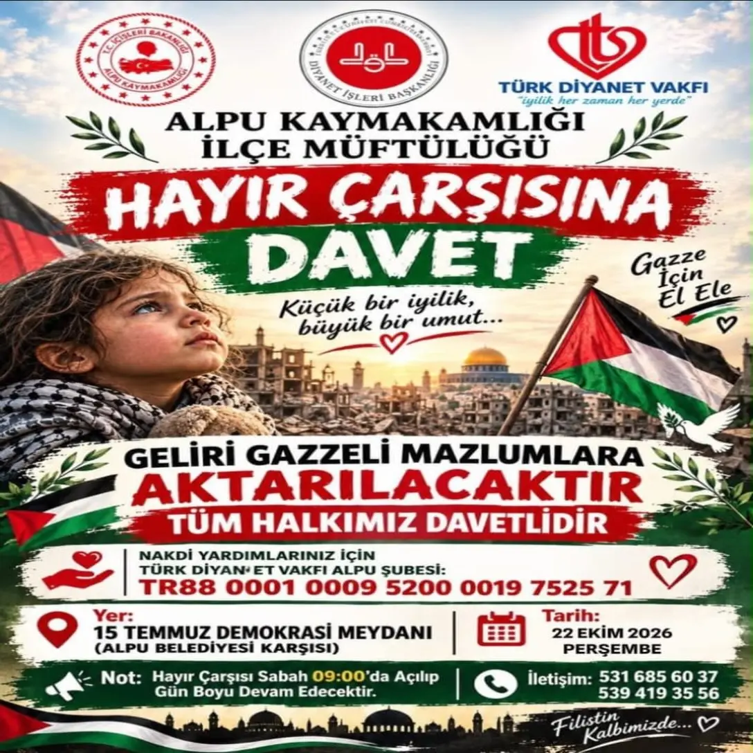 Alpu'da Gazzeli mazlumlar için hayır çarşısı düzenlenecek