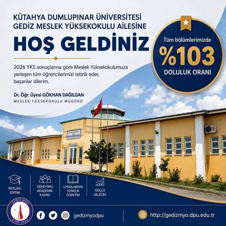 Gediz Meslek Yüksekokulu'na Yerleşen Öğrencilere Tebrik