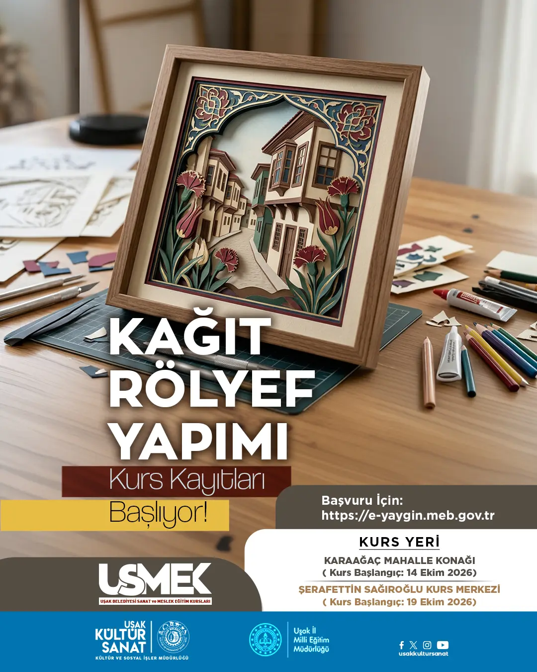 Uşak'ta Kağıt Rölyef Kursu Başlıyor