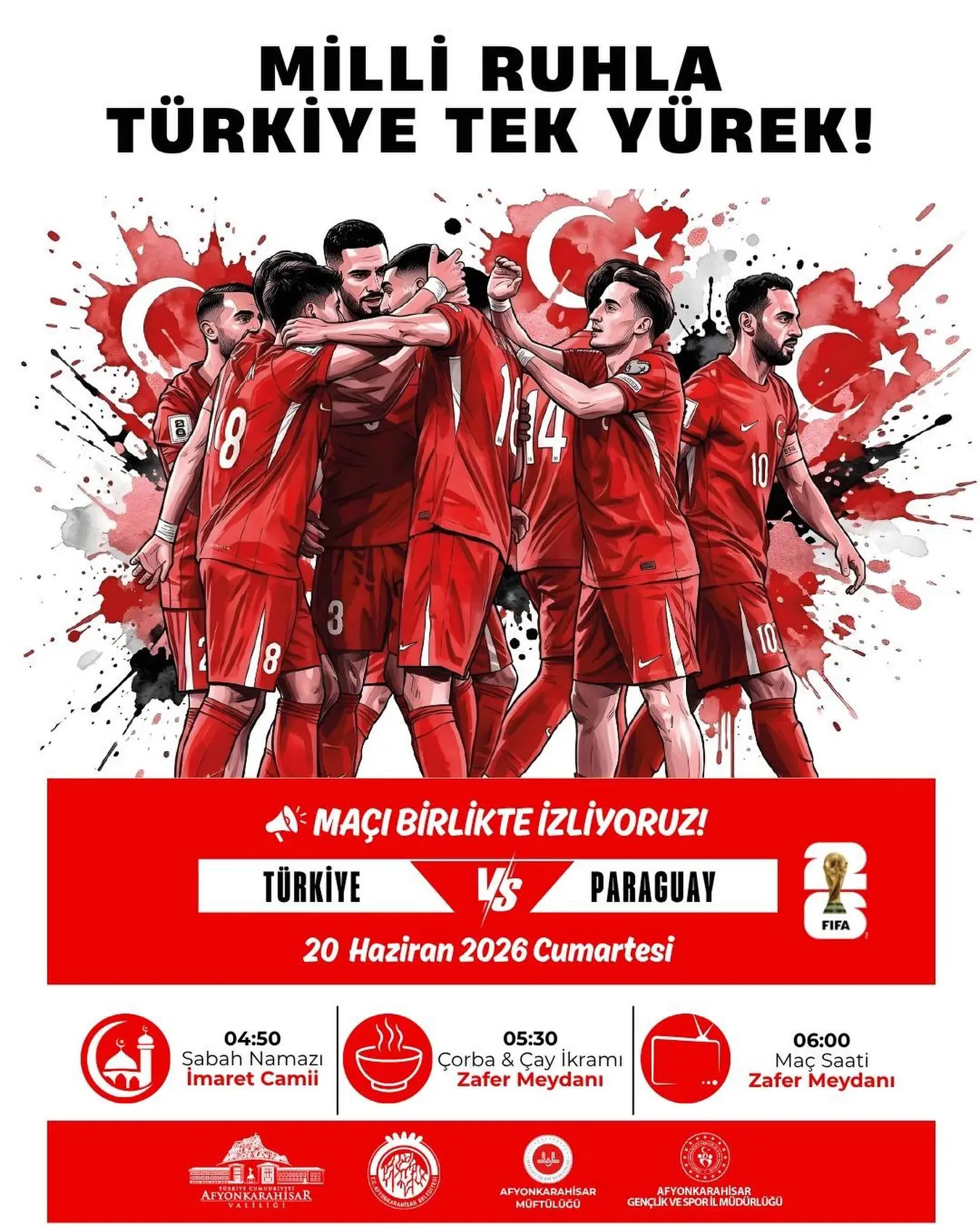 Afyonkarahisar'da milli maç coşkusu devam ediyor