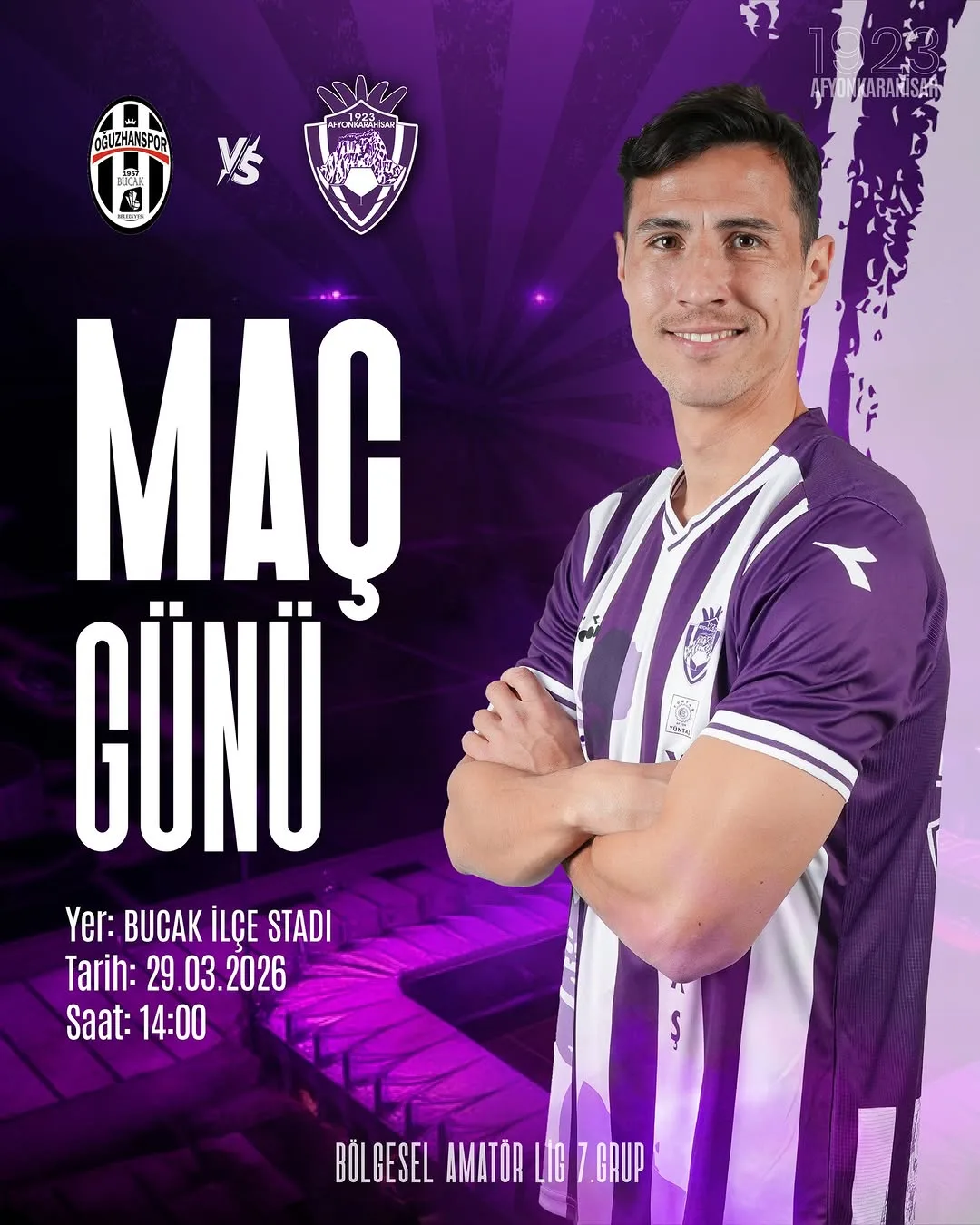 1923 Afyonkarahisar SK, Bucak Belediye Oğuzhanspor ile Bölgesel Amatör Lig Maçına Çıkacak