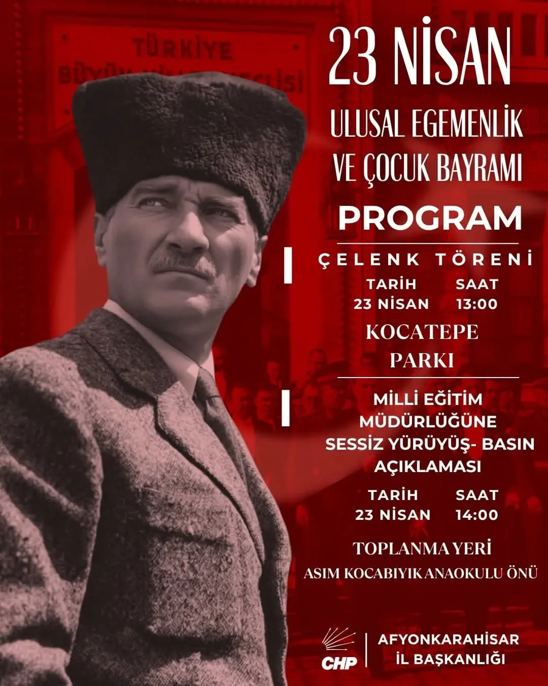 Afyonkarahisar Chp İl Kadın Kolları 23 Nisan Etkinlikleri Duyurusu