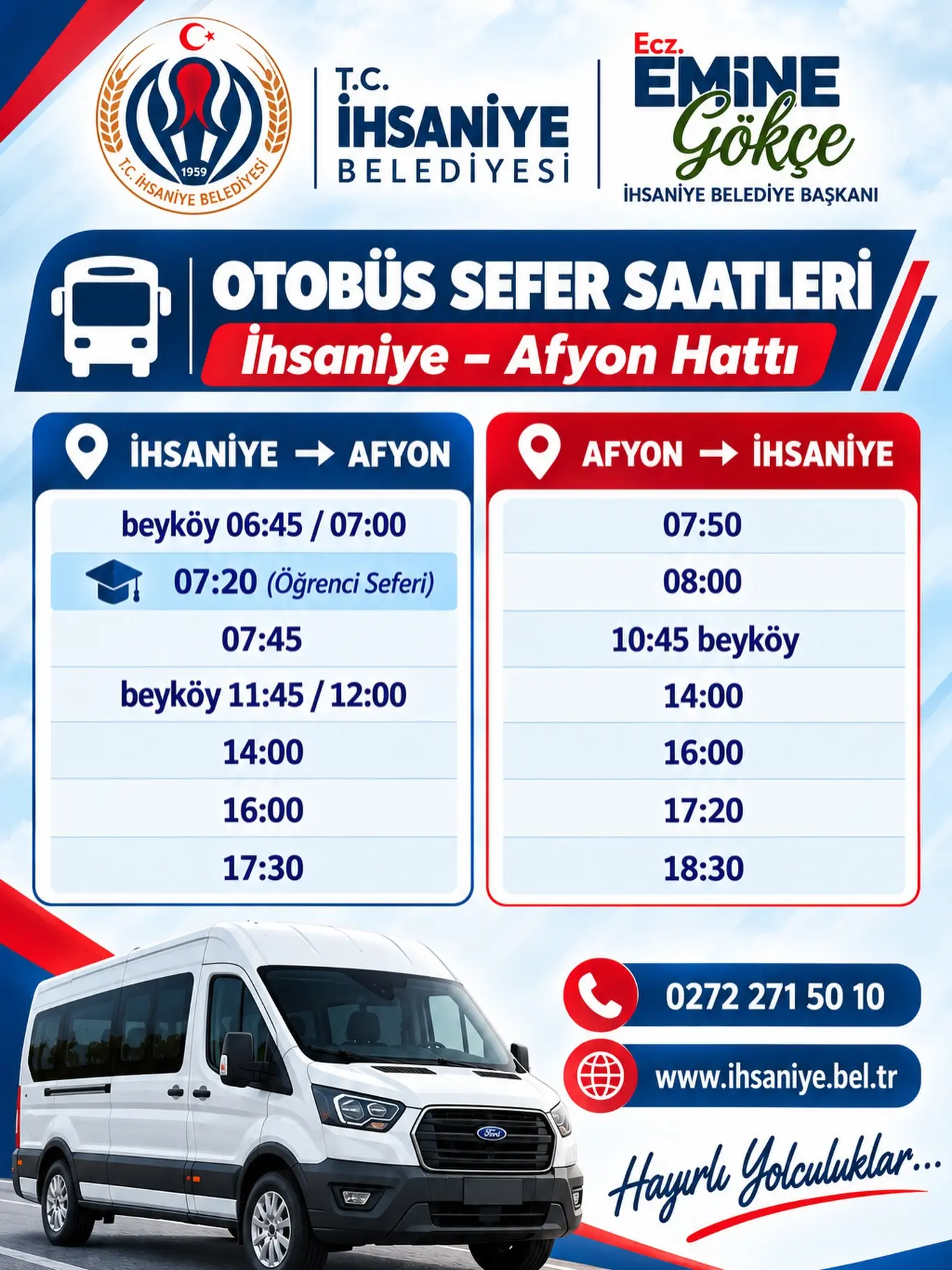 İhsaniye-Afyon Otobüs Seferleri Devam Ediyor
