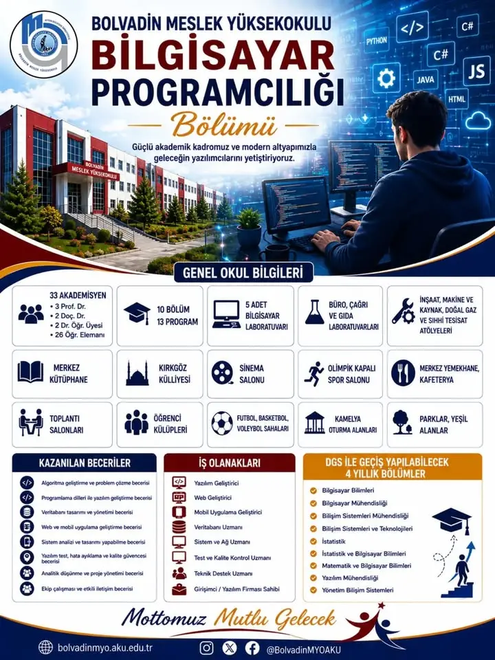 Bolvadin Meslek Yüksekokulu Bilgisayar Programcılığı Duyurusu