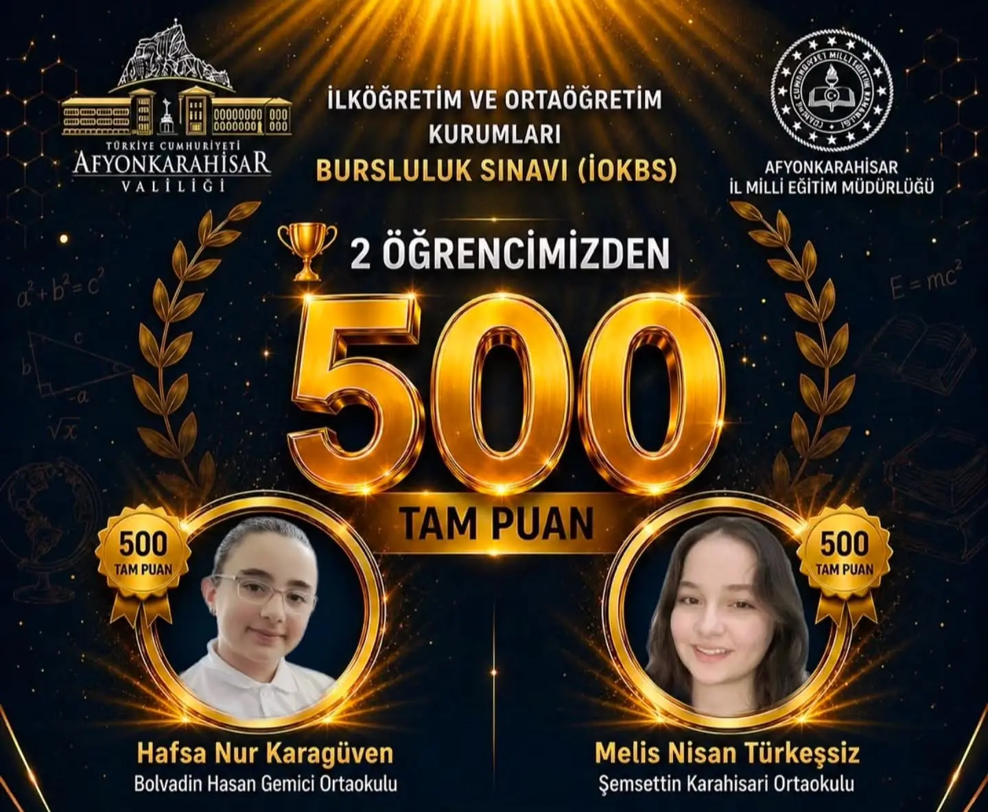 Afyonkarahisar'dan LGS ve Bursluluk Sınavında Başarı