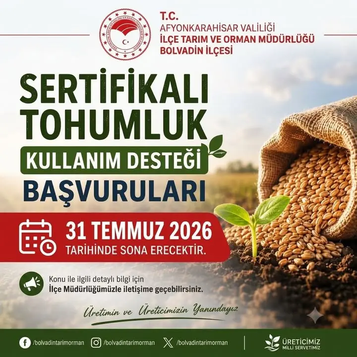 Sertifikalı Tohum ve Fidan Desteği Başvuruları Devam Ediyor