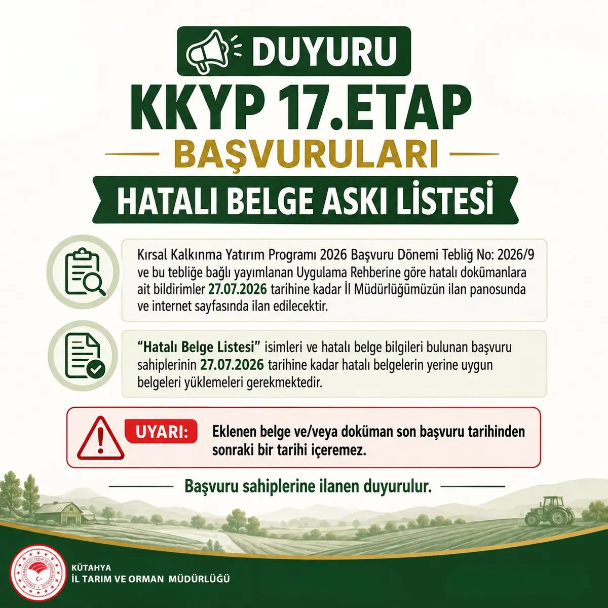 KKYP 17. Etap Başvuru Hatalı Liste Açıklandı