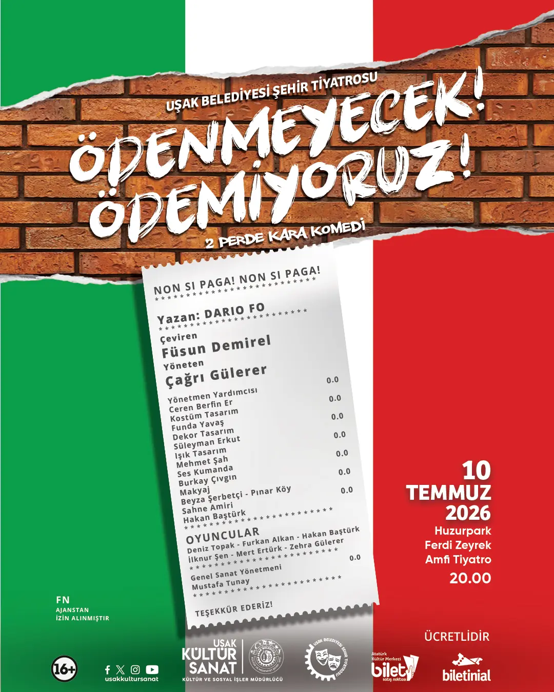 Uşak'ta Tiyatro Oyunu: Ödenmeyecek!