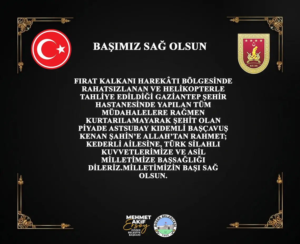 Şehit Piyade Astsubay Kenan Şahin'in Vefatı