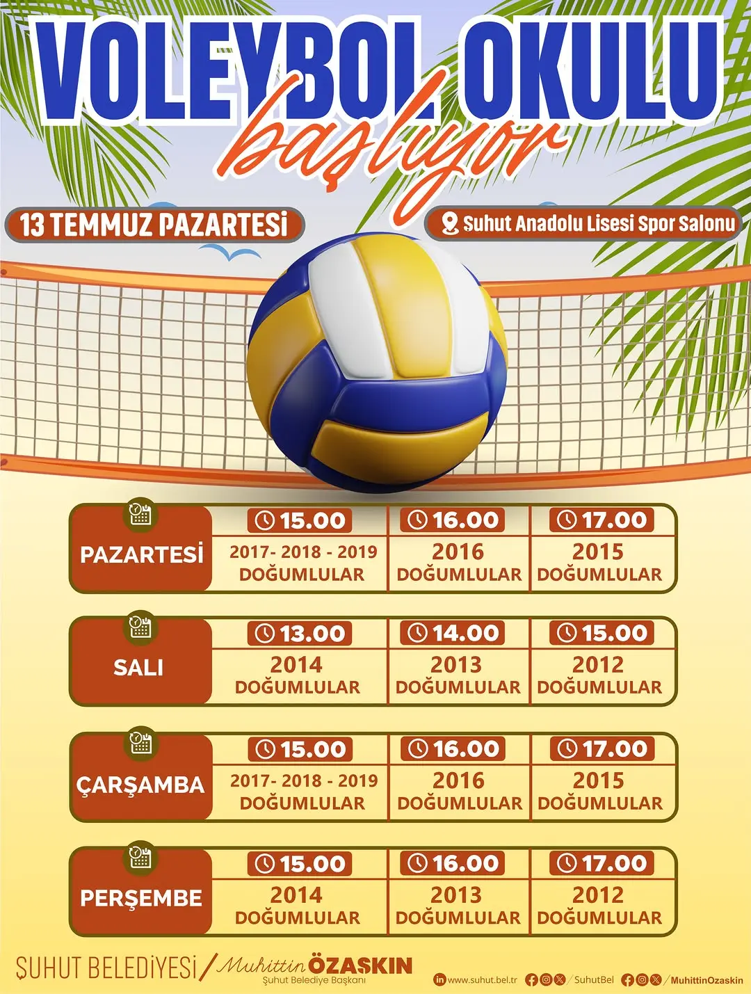Şuhut'ta Voleybol Okulu Kayıtları Başladı
