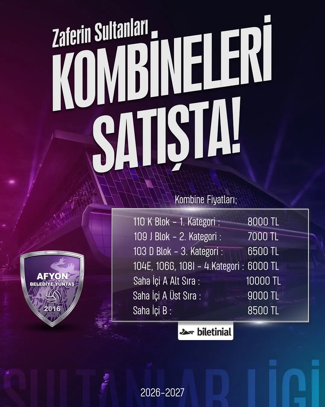 2026-2027 Sezonu Kombine Satışları Başladı