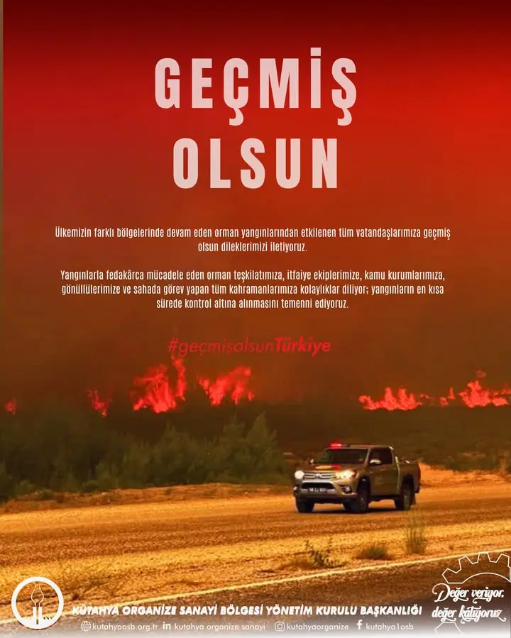 Kütahya Organize Sanayi Bölgesi'nden yangın mesajı
