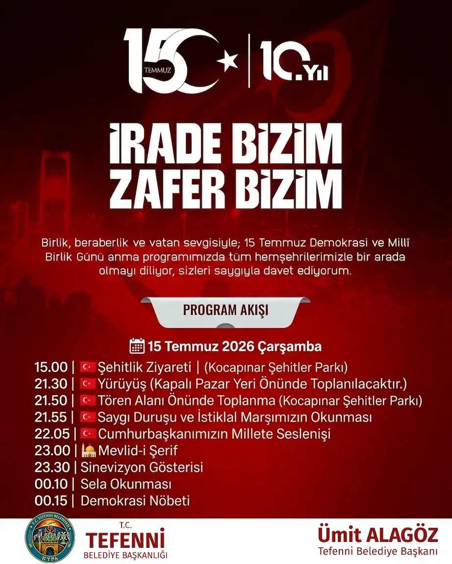 15 Temmuz Etkinlikleri Duyuruldu