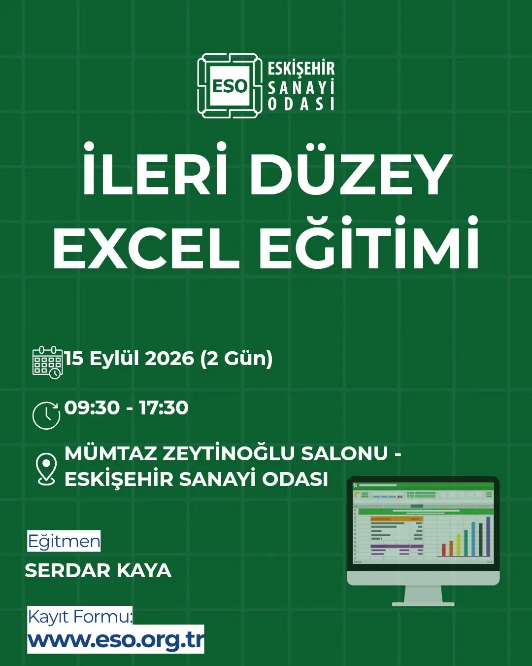 Excel Eğitimi 15 Eylül'de Gerçekleşecek