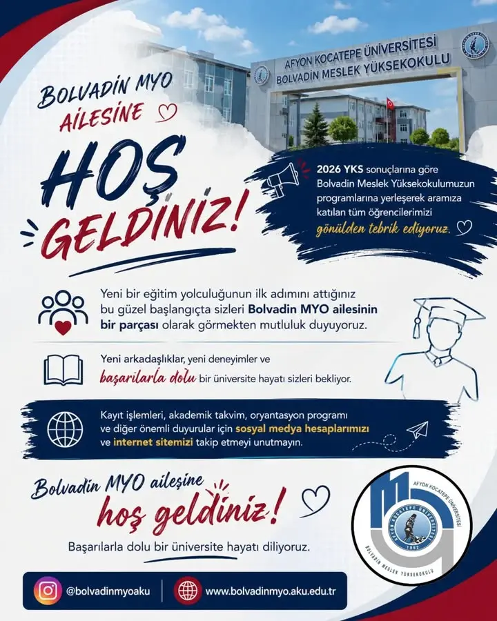 Bolvadin Meslek Yüksekokulu'na Yeni Öğrenciler Katıldı