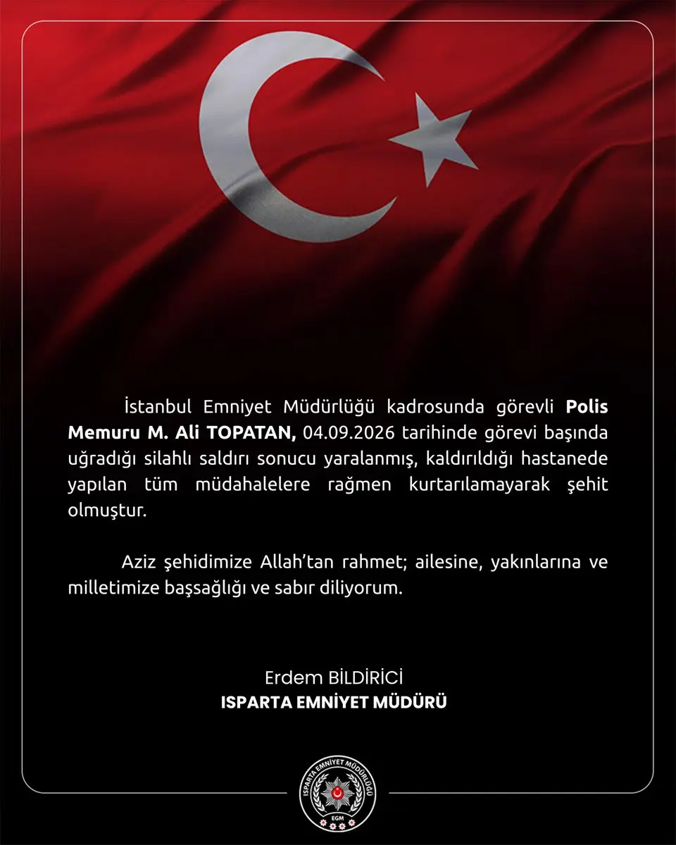 Isparta İl Emniyet Müdürlüğü'nden taziye mesajı