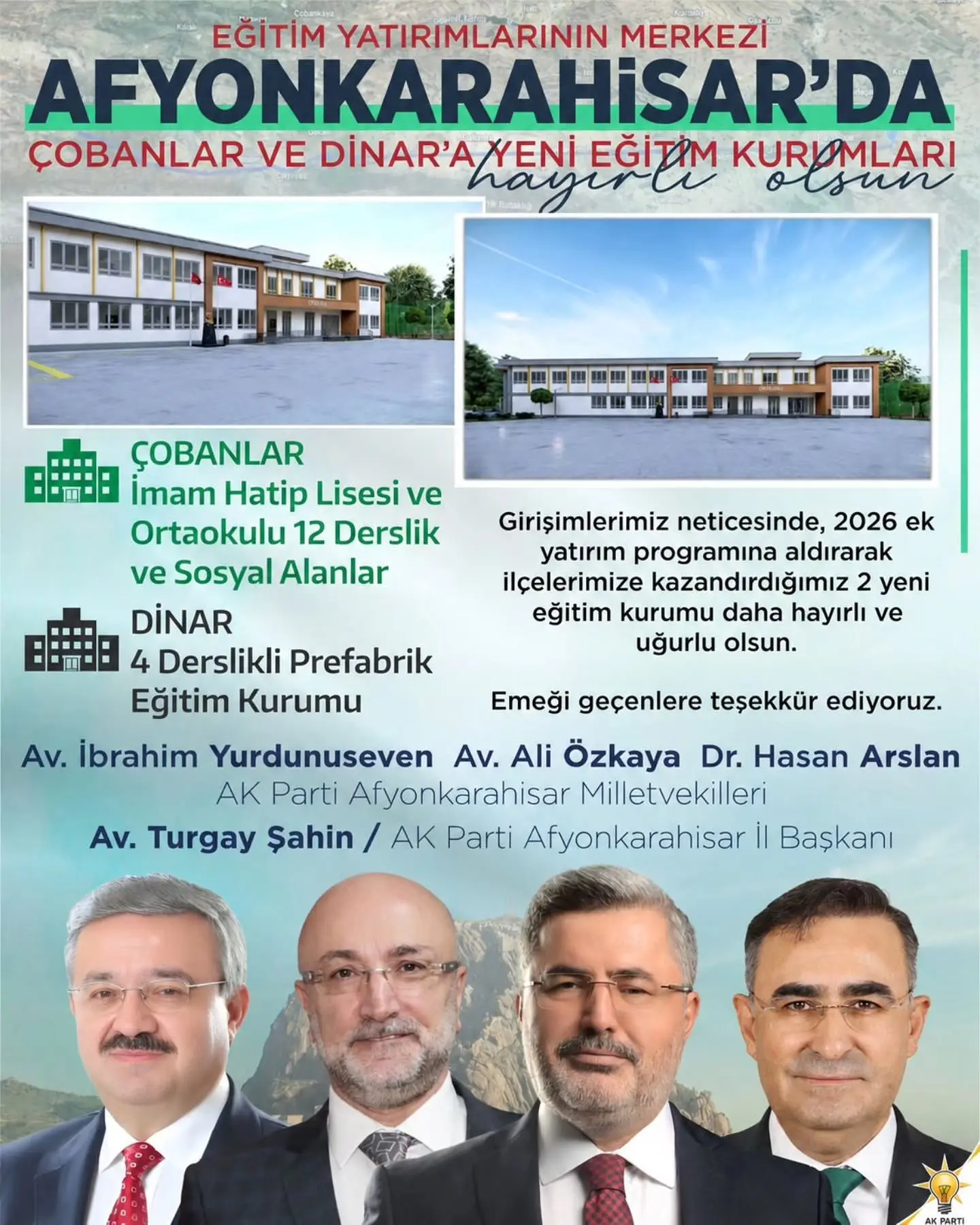 Afyonkarahisar'a yeni eğitim projeleri kazandırıldı