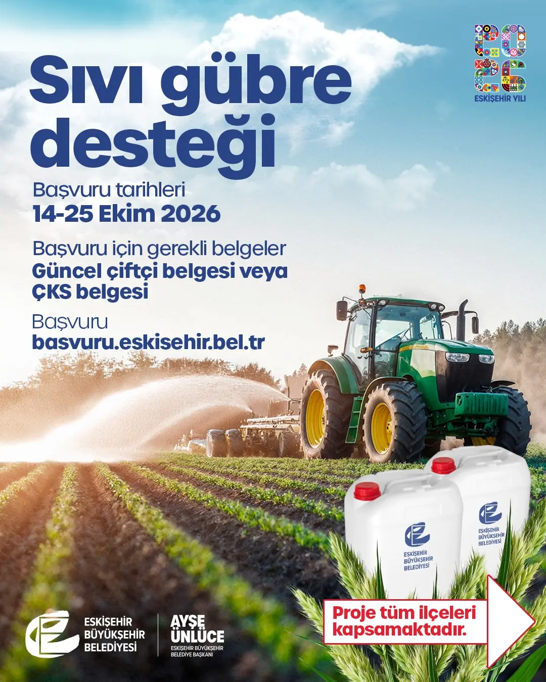 Eskişehir'de Sıvı Gübre Desteği Başvuruları Başladı
