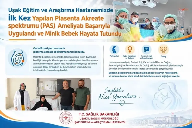 Uşak Hastanesi'nde Başarılı PAS Ameliyatı Gerçekleştirildi