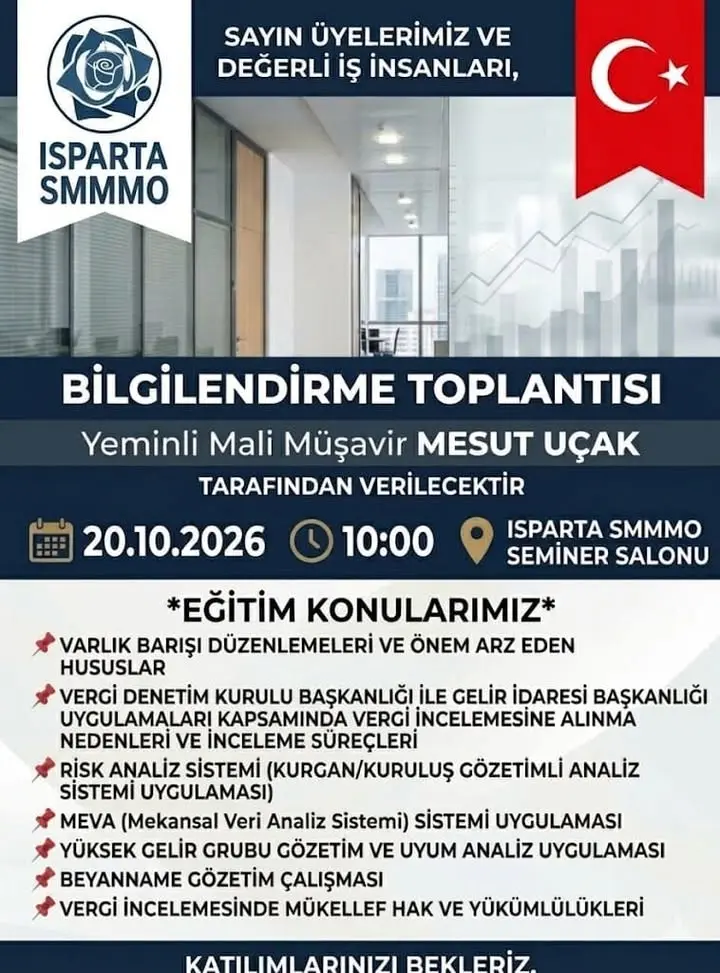 Isparta Serbest Muhasebeci Mali Müşavirler Odası'ndan duyuru