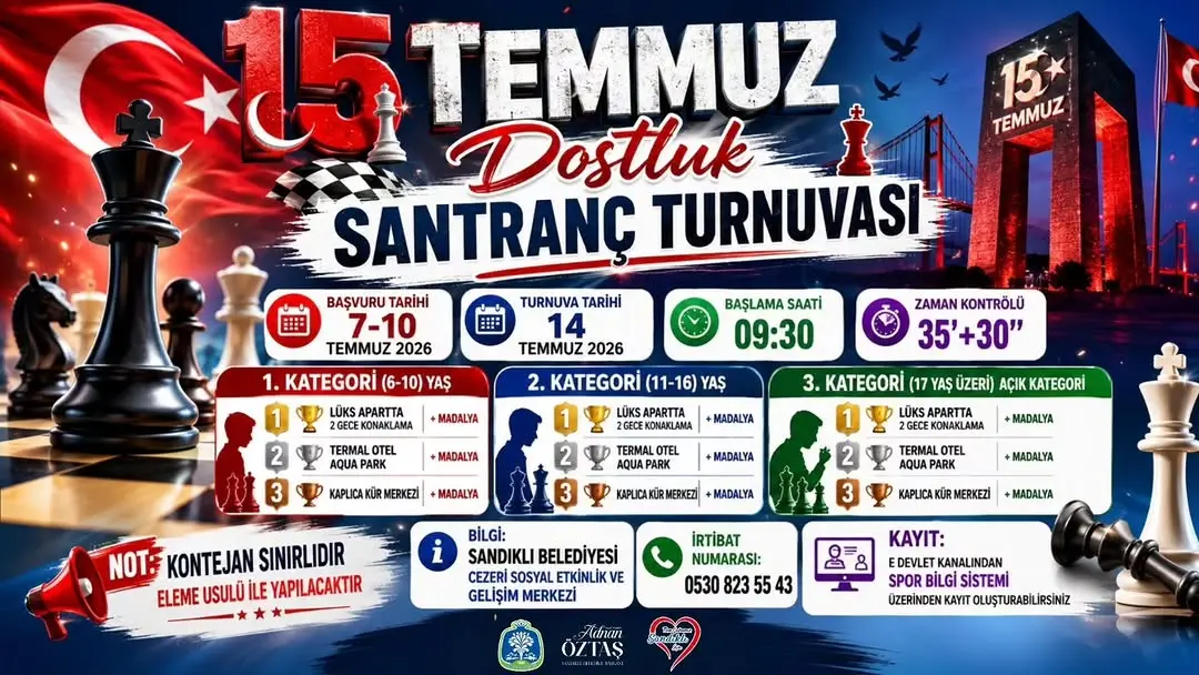 15 Temmuz Dostluk Satranç Turnuvası Başlıyor