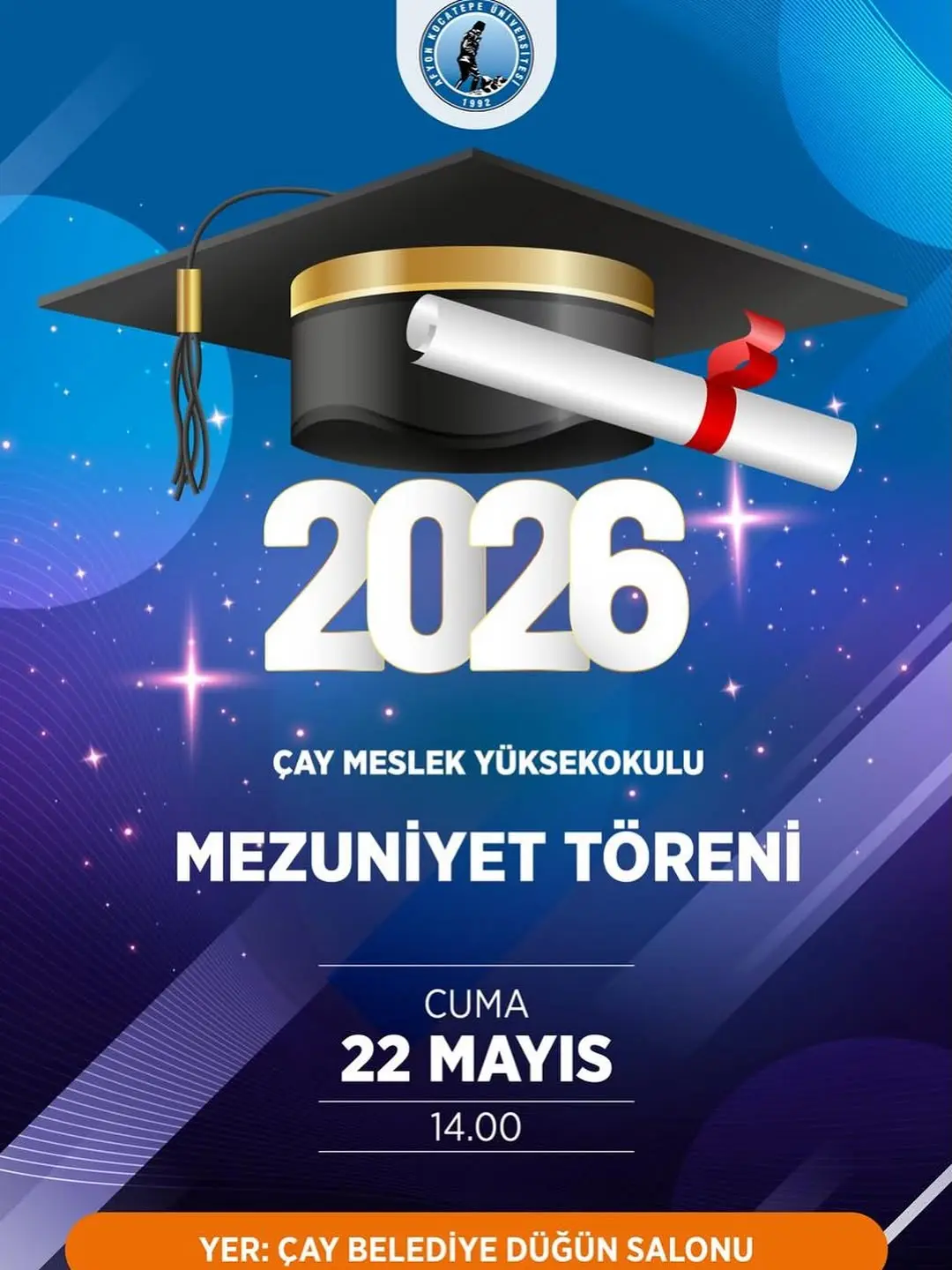 Afyon Kocatepe Üniversitesi Mezuniyet Töreni Davetiyesi 2026