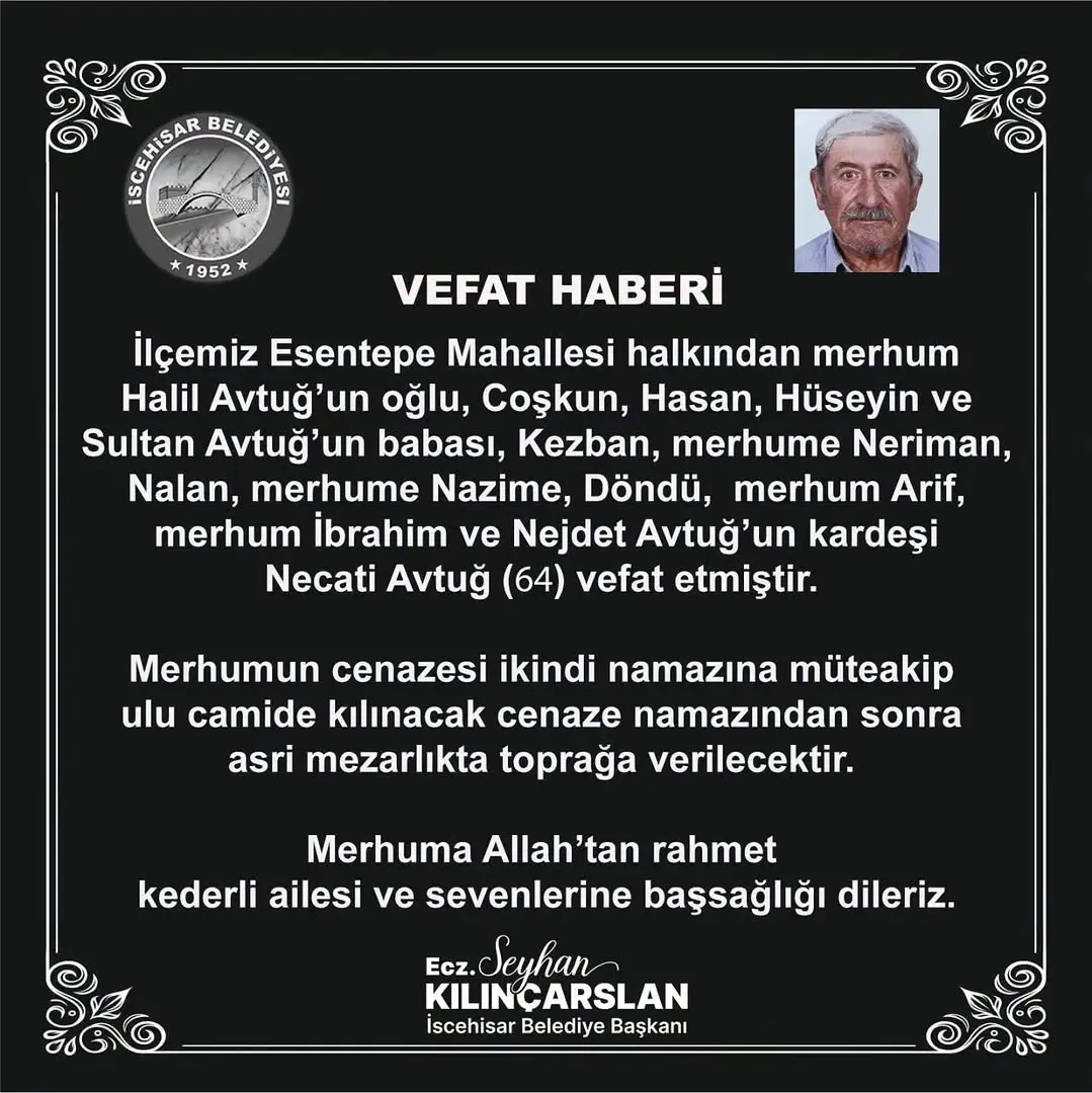 Esentepe Mahallesi'nde Vefat Haberi