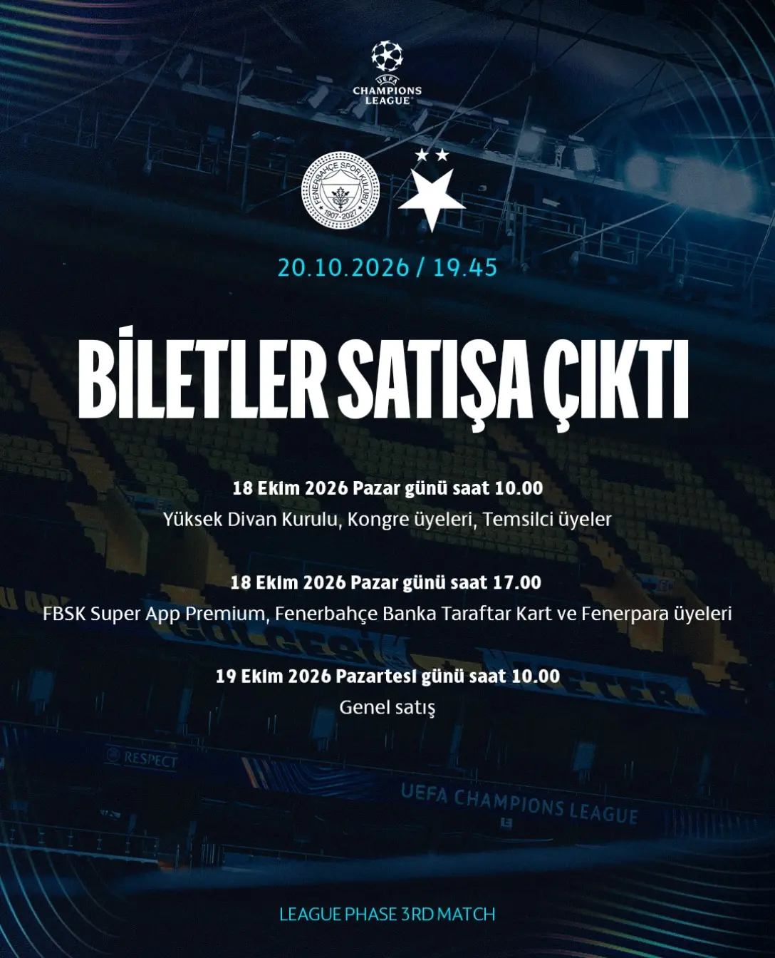 Fenerbahçe'den Slavia Prag Maçı Biletleri