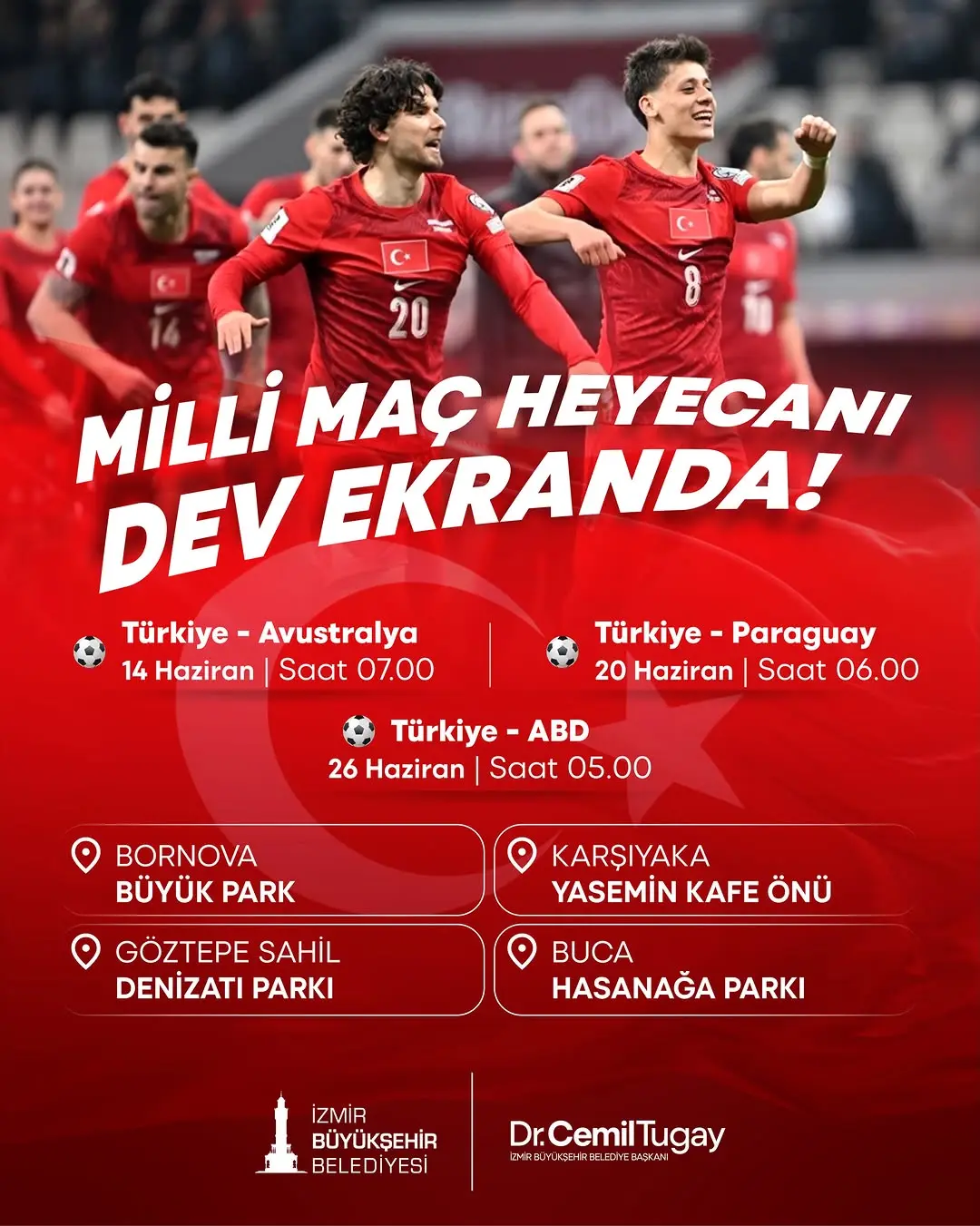 İzmir'de Milli Maç Heyecanı Dev Ekranda