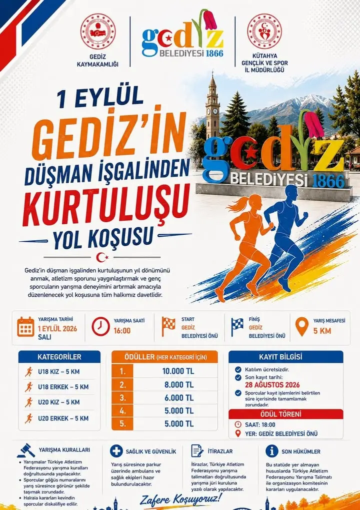 Gediz Belediyesi'nden Kurtuluş Koşusu Duyurusu