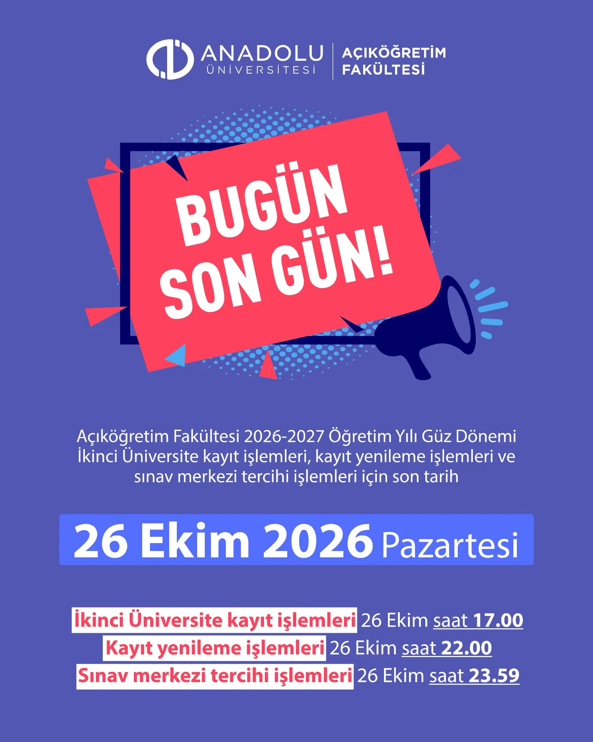 İkinci Üniversite Kayıtları İçin Son Gün
